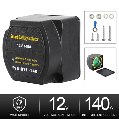 Double isolateur de batterie intelligent 12V 140a, relais de Protection sensible à la tension, Charge divisée VSR pour voiture RV bateau Marine Turck