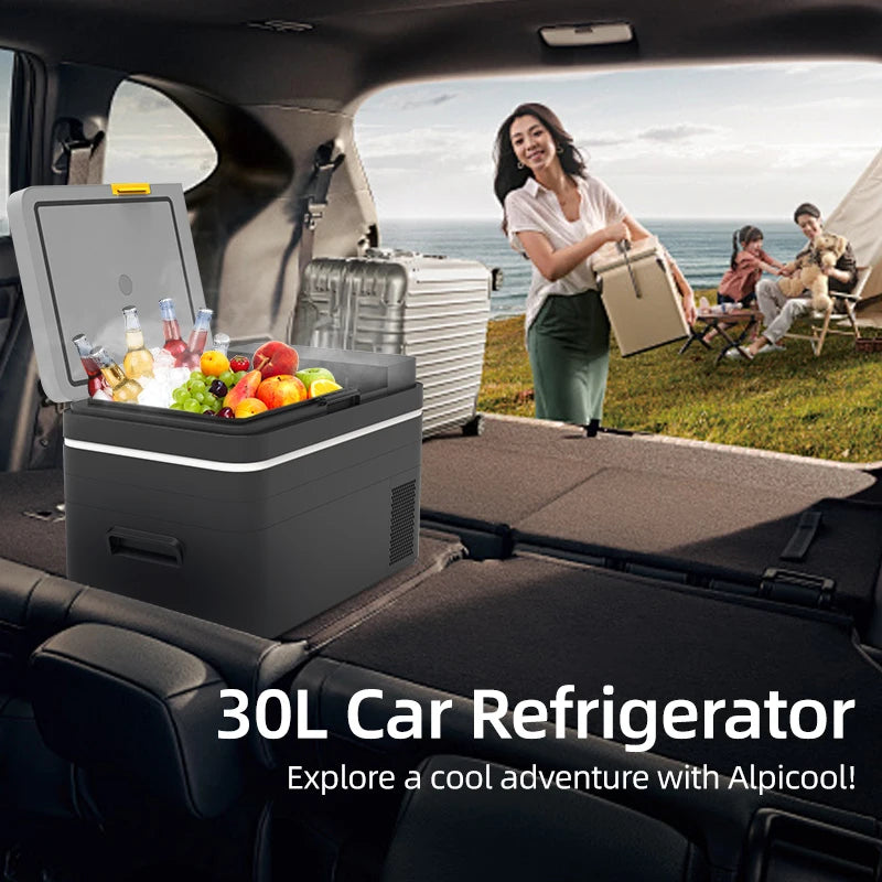 Powland-Réfrigérateur électrique portable pour voiture, 30L, 12V, compresseur, réfrigérateur, congélateur 12, 24V DC, 100-240V AC, refroidisseur pour camping, voyage