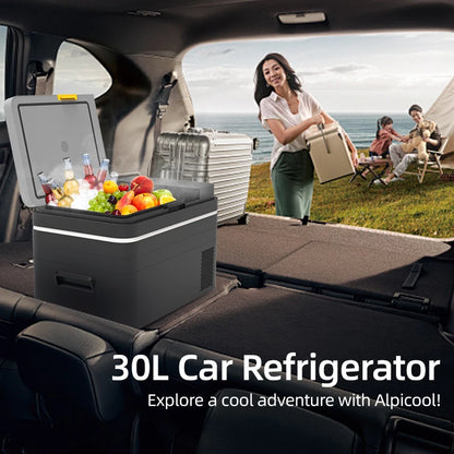 Powland-Réfrigérateur électrique portable pour voiture, 30L, 12V, compresseur, réfrigérateur, congélateur 12, 24V DC, 100-240V AC, refroidisseur pour camping, voyage