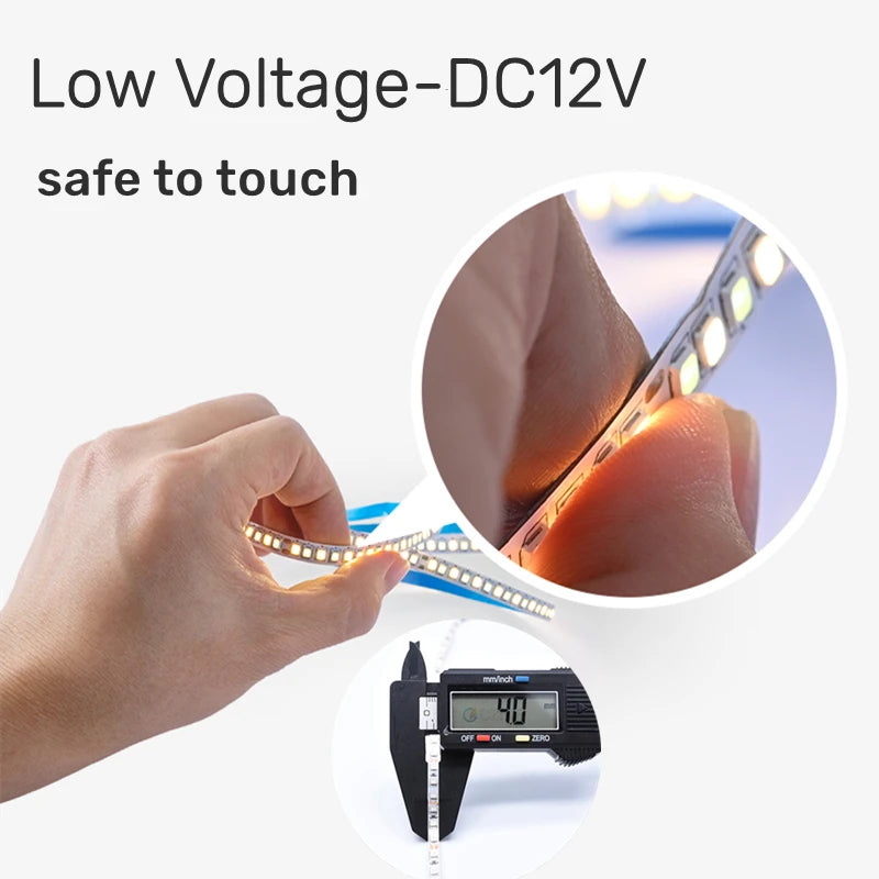 Bande Lumineuse LED Étroite PCB Super Mince, Ruban Flexible, Blanc Chaud/Naturel/Froid, DC12V SMD2835, 120 Diodes/m, 5m/Rouleau, 4mm