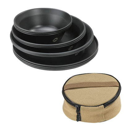 Surface en acier inoxydable noirci revêtue de titane, bol à soupe portable pour camping en plein air