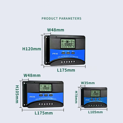 Contrôleur de Charge solaire 10A 20A 30A 12V 24V 48V, régulateur PV PWM, contrôleur de Charge et de décharge solaire pour Lifepo4, Lithium, plomb et acide