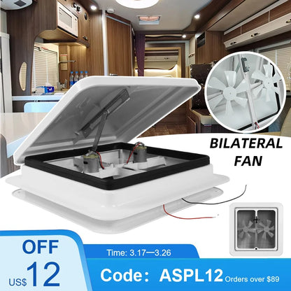 TYTXRV 14 "X 14" DC12V RV toit évent caravane Simple Ventilation ventilateur d'échappement couvercle blanc pour voyage remorque camping-car salle de bain