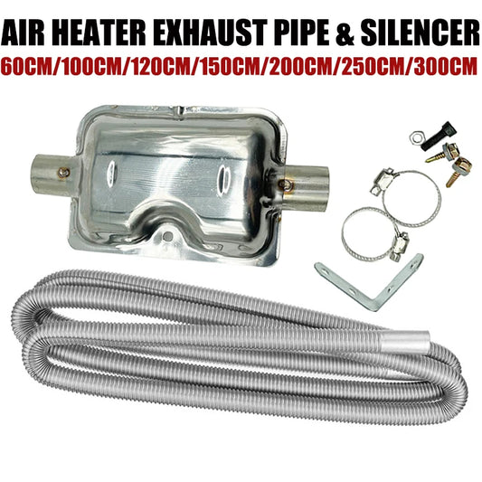 60 cm/100 cm/120 cm/150 cm/200 cm/250 cm/300 cm voiture Air Diesel chauffage de stationnement camion Van tuyau d'échappement Tube évent + 24mm silencieux silencieux