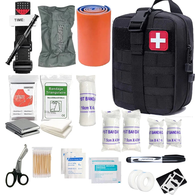 Kit de premiers secours IFAK avec garrot, Kit médical EMT IFAK, sac à dos de survie d'urgence, fournitures d'équipement de Camping, 70 pièces