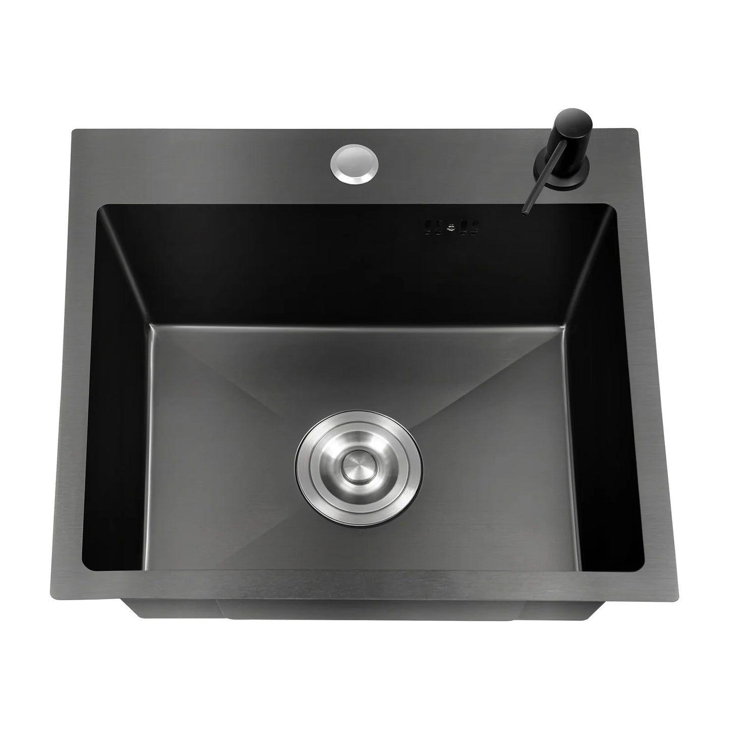 Évier en acier inoxydable noir 45x40 cm pour cuisine évier Commercial évier intégré évier en acier inoxydable avec distributeur de savon