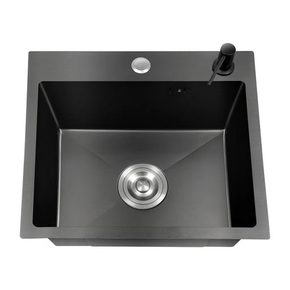 Évier en acier inoxydable noir 45x40 cm pour cuisine évier Commercial évier intégré évier en acier inoxydable avec distributeur de savon