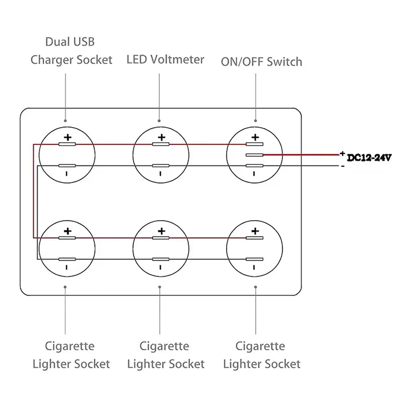 Allume-cigare multi-panneau 12V, prise de courant, prise de chargeur USB 4,2a, voltmètre, panneau de commutation pour camion, camping-car, Marine