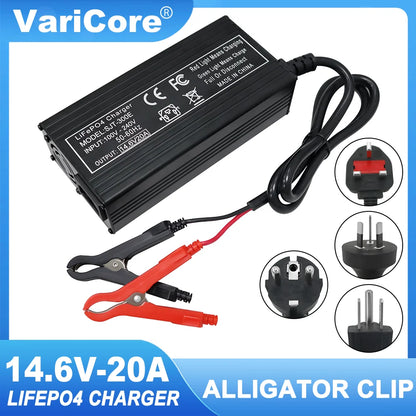 VariCore 14.6V 20A chargeur de batterie intelligent Lifepo4 110-220V 4S 12V chargeur haute puissance pour batterie au Lithium fer Phosphate