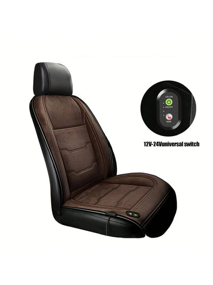 Coussin de siège chauffant universel pour voiture, 1 pièce, 12V/24V, coussin chaud d'hiver en velours pour un seul siège