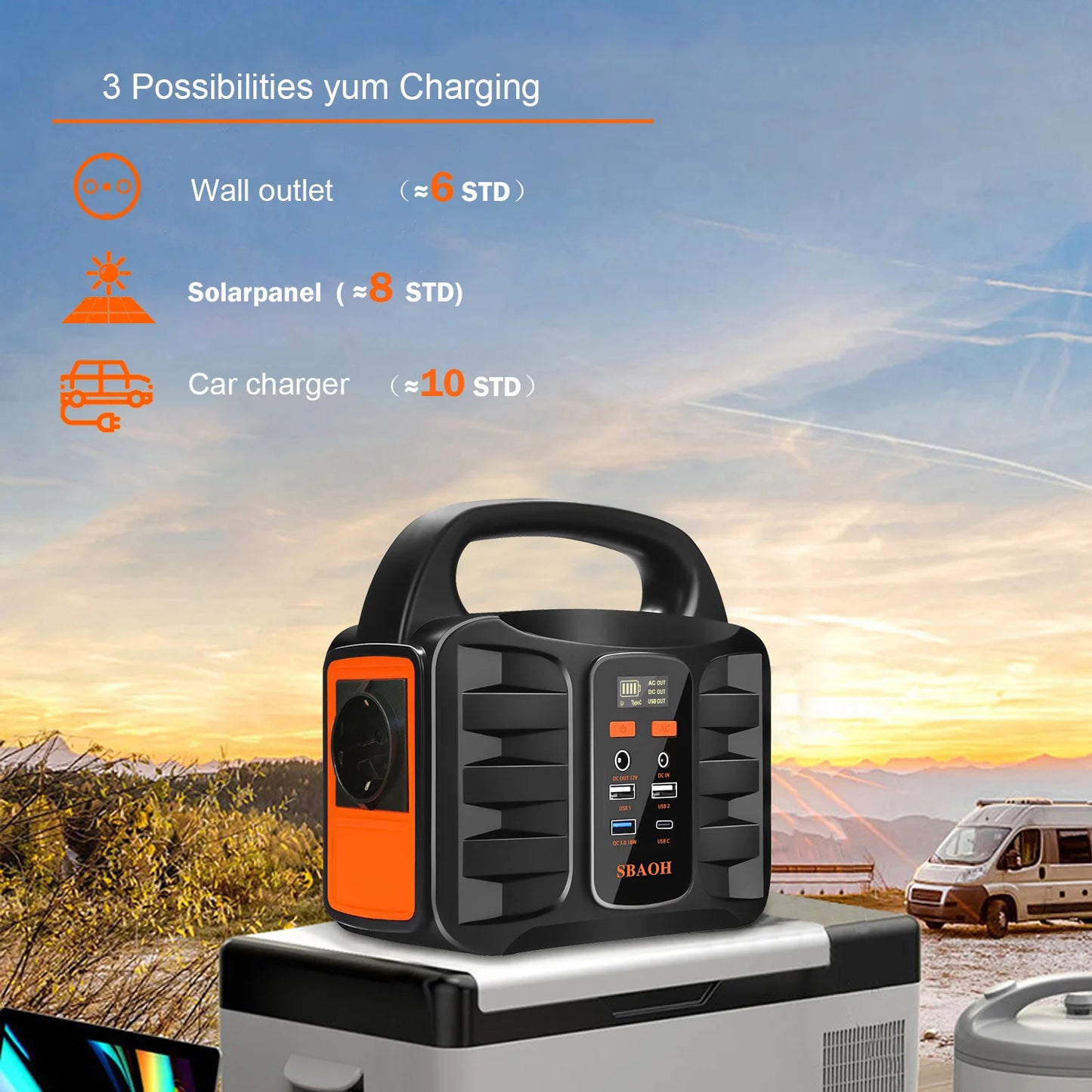 SBAOH-Centrale électrique portable, batterie de secours au lithium avec sorties CA, générateur solaire pour les voyages et le camping, 99Wh, 100W, 194Wh, 200W