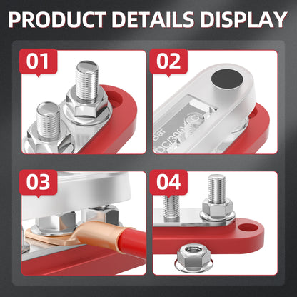 DaierTek Bus Bar 12V bloc de distribution d'énergie avec couvercle 5x1/4 "clous bornier Max 150A 48VDC positif négatif pour Auto