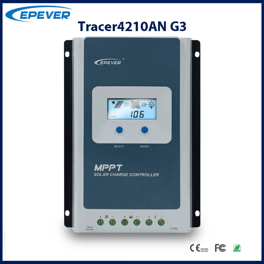Contrôleur de Charge solaire MPPT 40A, tension de batterie 12V 24V, panneau solaire maximum, régulateur EPEVER 100V avec moniteur de données MT52