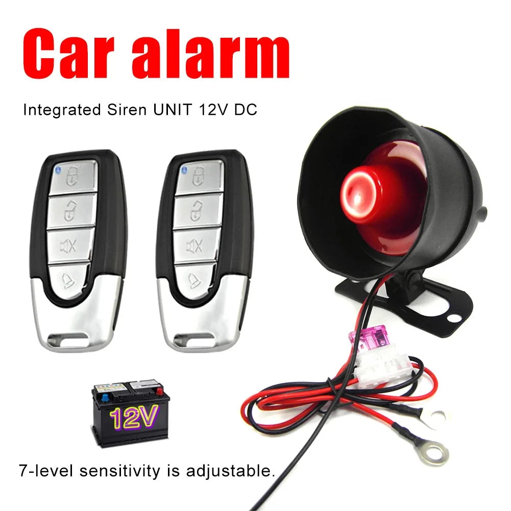 Système d'alarme de sirène de sécurité de voiture, klaxon, 2 télécommandes, 12V, antivol, unidirectionnel, automobile, protection antivol, 1PC