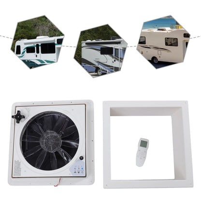 Ventilateur de Toit Réversible pour Hurhome, 36cm/14.2 Pouces, Silencieux, Continu, avec Télécommande de 12V