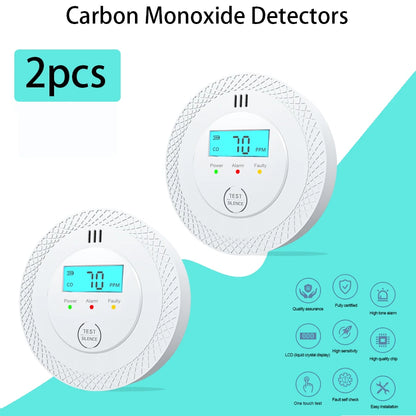 Détecteurs de monoxyde de carbone, détecteurs d'alarme de monoxyde de carbone à piles remplaçables avec affichage numérique et lumières LED