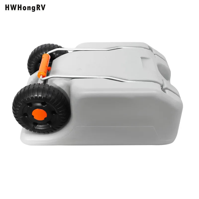 Réservoir d'eau de qualité Hdpe pour camping-car, 25l/6,6 gallons, avec roues et poteau de traction en métal, adapté aux camping-cars, réservoirs d'eau gris et noir pour camping-car