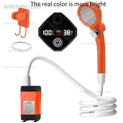 Pompe de douche de Camping, Kit de douche extérieure pour camping-car, douche de camping avec écran complet, affichage numérique Intelligent, Kit de douche réglable 6000mAh