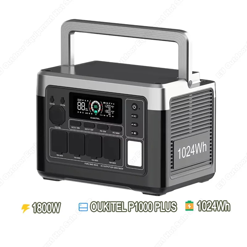 OUKITEL P1000 PLUS centrale électrique Portable 1800W générateur solaire 1024Wh Lifepo4 batterie de secours à domicile Camping en plein air puissance Mobile