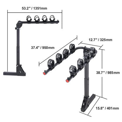 VEVOR Porte-Vélos pour 2 Vélos Porte-Bagages sur Attelage Capacité de Charge Maximale de 36 kg Compatible avec Receveurs de 30/51 mm pour Voitures SUV Camping-car Caravane Camion Voyage Déplacement