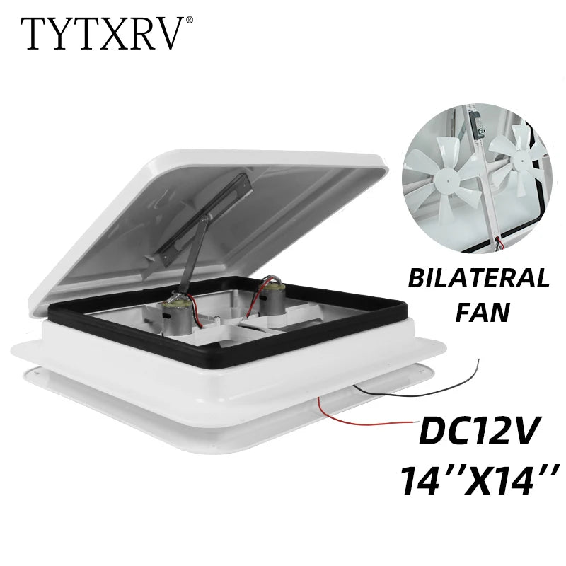TYTXRV 14 "X 14" DC12V RV toit évent caravane Simple Ventilation ventilateur d'échappement couvercle blanc pour voyage remorque camping-car salle de bain