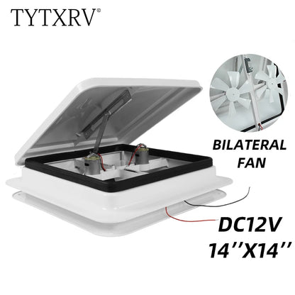 TYTXRV 14 "X 14" DC12V RV toit évent caravane Simple Ventilation ventilateur d'échappement couvercle blanc pour voyage remorque camping-car salle de bain