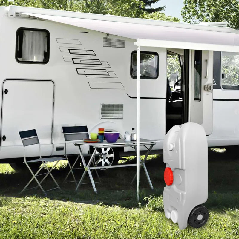 Réservoir d'eau portable pour camping-car 40 L avec roulettes, vidange et remplissage rapides, poignée pliante, pour camping, remorque, caravane – Livraison rapide locale