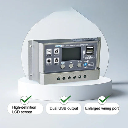 Contrôleur de Charge solaire PWM Wifi Bluetooth 10A 30A 60A 12V 24V, déchargeur de Charge double USB automatique, régulateur de panneau solaire, écran LCD