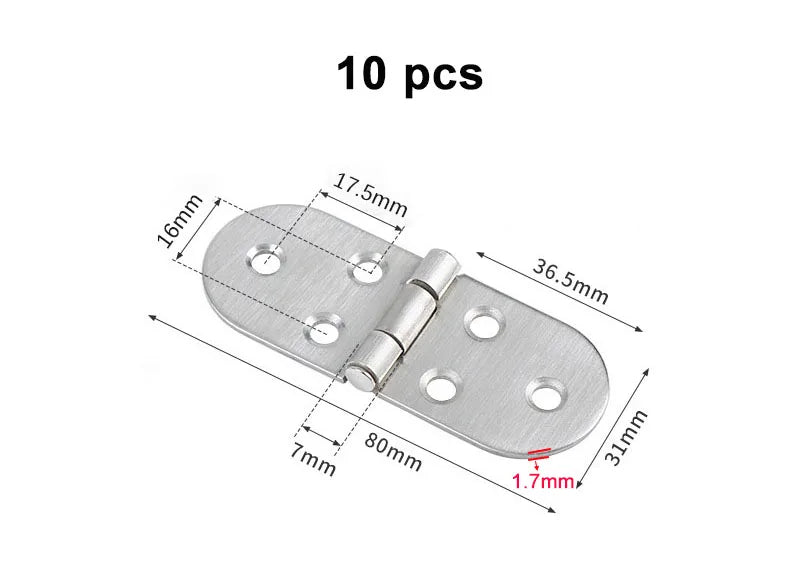 Charnière de Table pliante à rabat en acier inoxydable, charnière à bord rond rotative à 180 degrés, charnière de porte d'armoire avec vis, 6/10/20/40 pièces
