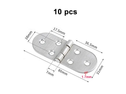 Charnière de Table pliante à rabat en acier inoxydable, charnière à bord rond rotative à 180 degrés, charnière de porte d'armoire avec vis, 6/10/20/40 pièces