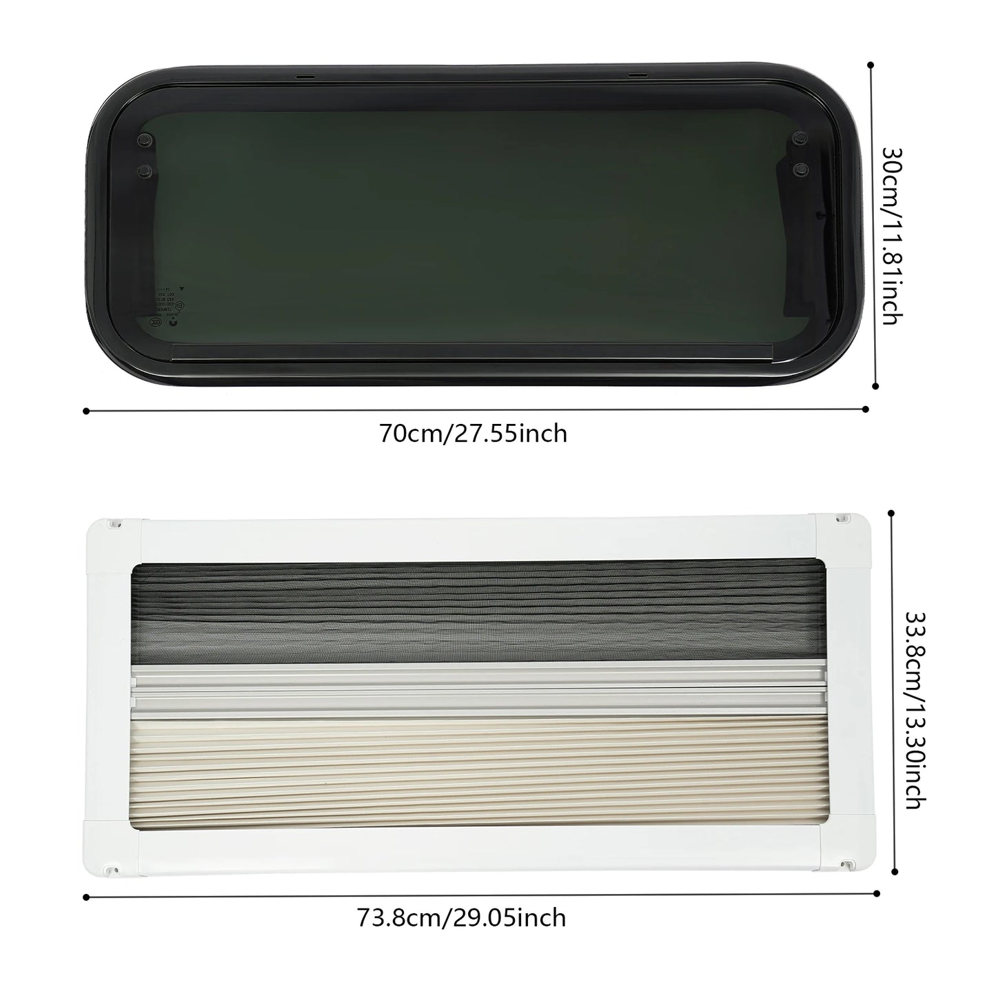Fenêtre push-out pour camping-car en verre trempé blanc + noir, fenêtres pour caravane et camping-car, caravanes, camping-car, remorques verticales