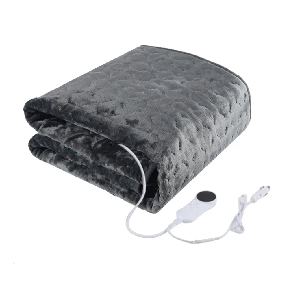 Couverture électrique basse tension pour voiture 12V, avec réglage à 9 niveaux, couverture chauffante ultra douce en micro peluche pour une personne, 150x80cm