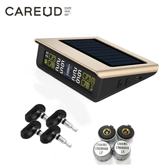 Système de surveillance TPMS de la pression des pneus, écran LCD à énergie solaire avec 4 capteurs internes/externes, batterie remplaçable, Mode PSI/BAR