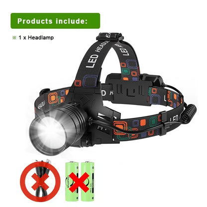 Lampe frontale en alliage d'aluminium Rechargeable par USB lampe frontale Super lumineuse 3 Modes d'éclairage phares phares Zoomables lumière frontale