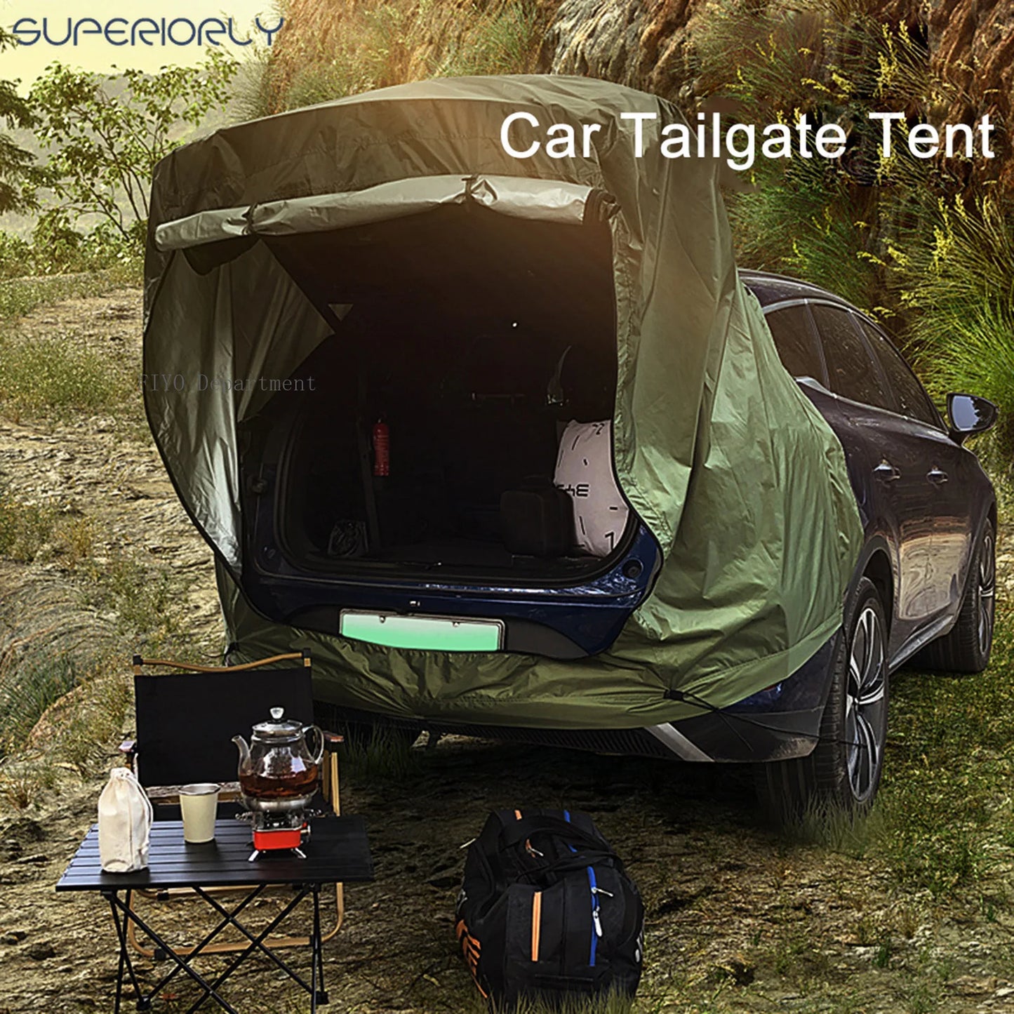 1 ensemble de tente de Camping, cabine SUV avec auvent, grand espace, vue large, hayon de voiture, tente anti-déchirure