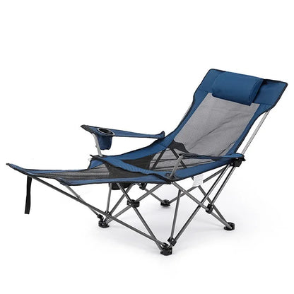 Chaise longue de Camping, chaise de Camping inclinable Portable, chaise de Camping pliante avec repose-pieds, appui-tête et sac de rangement
