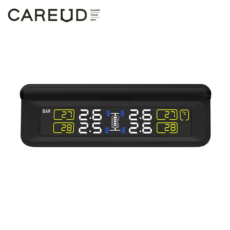 Système de surveillance TPMS de la pression des pneus, écran LCD à énergie solaire avec 4 capteurs internes/externes, batterie remplaçable, Mode PSI/BAR