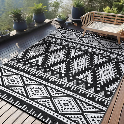 Kitinjoy Tapis extérieurs imperméables Tapis de paille en plastique extérieur Tapis de patio Boho Tapis extérieurs intérieurs pour patio Camp Pique-nique Balcon