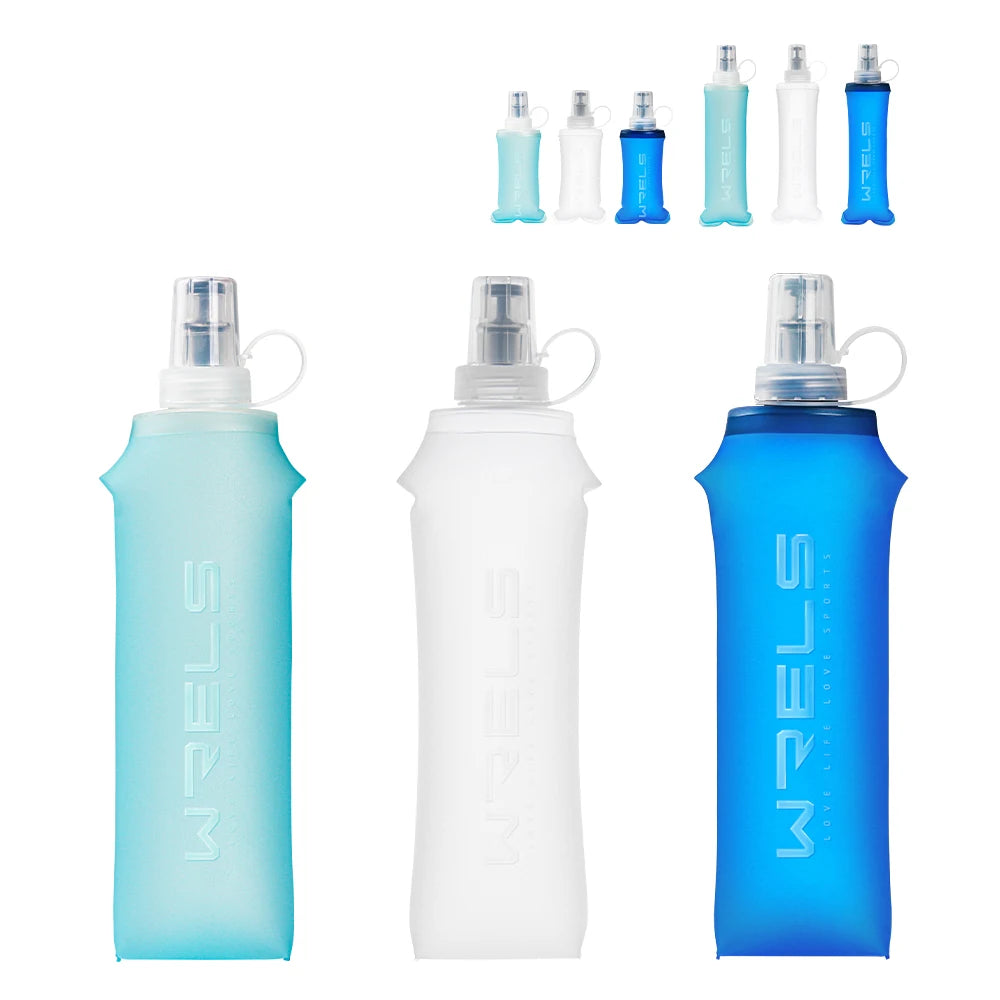 WRELS 250ml 500ml flacon souple pliant bouteille d'eau pliable TPU sans BPA Sport de plein air sac d'eau Portable course Camping