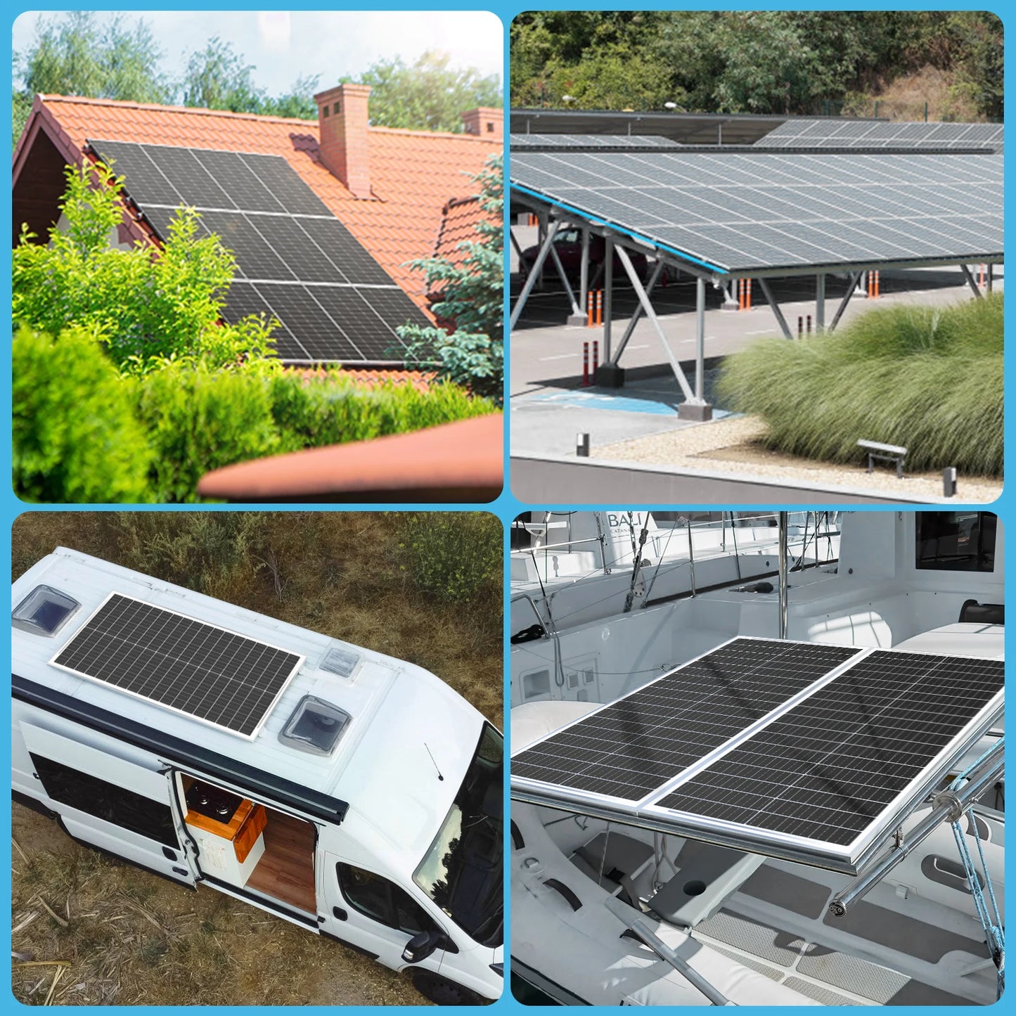 WERCHTAY 100W 12V 12BB panneau solaire monocristallin panneau solaire haute efficacité Module solaire Charge batterie pour remorque RV