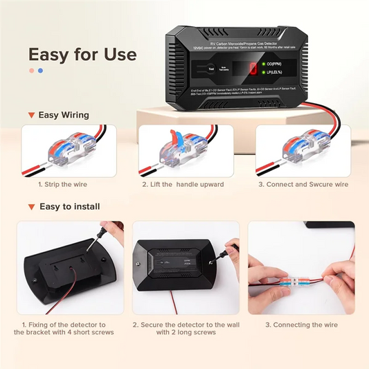 WHYY-détecteur de fuite de gaz Propane monoxyde de carbone double alarme de gaz LP/CO pour RV et usage domestique-12V DC RV Propane