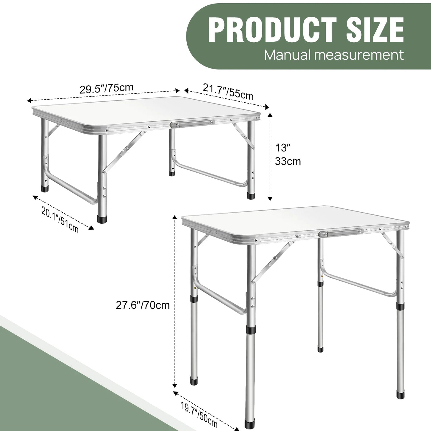 Mini Table de Camping pliante, cadre en aluminium avec poignée de transport, hauteur réglable, Portable léger et facile à transporter,