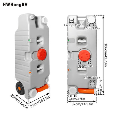 Réservoir d'eau portable pour camping-car 75 L avec roulettes, vidange et remplissage rapides, poignée pliante, pour camping, remorque, caravane – Livraison rapide locale
