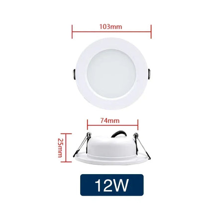 LED Downlight 5W 9W 12W 15W 18W corps blanc rond LED plafonnier DC 12V 24V AC 110V 220V chambre cuisine éclairage LED intérieur